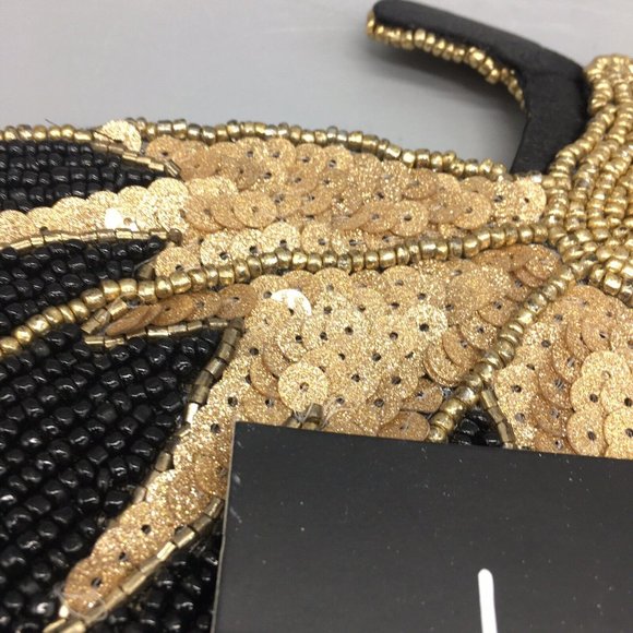 x4 Nicole Miller Halloween Beaded Pumpkin Placemat Set Black Gold Designer Decor - Picture 7 of 7